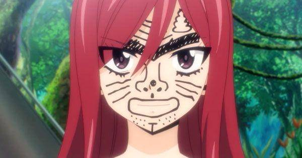 Wajah Erza dicoret Natsu ( Dok. J.C Staff / Fairy Tail: 100 Years Quest )