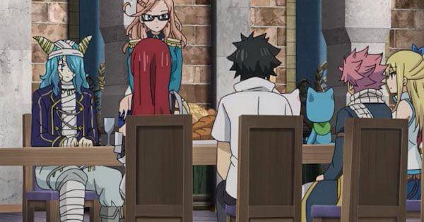 Pertemuan tim Natsu dan Mercphobia( Dok. J.C Staff / Fairy Tail: 100 Years Quest )