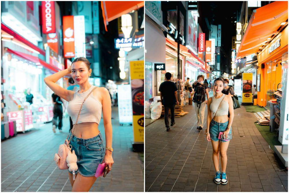 7 Potret Wika Salim Jalan-jalan di Myeong Dong, Pamer Pinggang Ramping