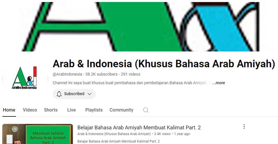 Channel Youtube Arab dan Indonesia. (Youtube.com/@ArabIndonesia)