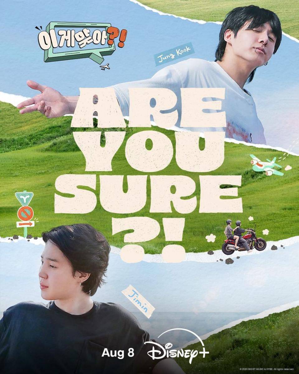 Poster variety show Are You Sure yang menampilkan Jimin dan Jungkook BTS. Instagram/disneyplus
