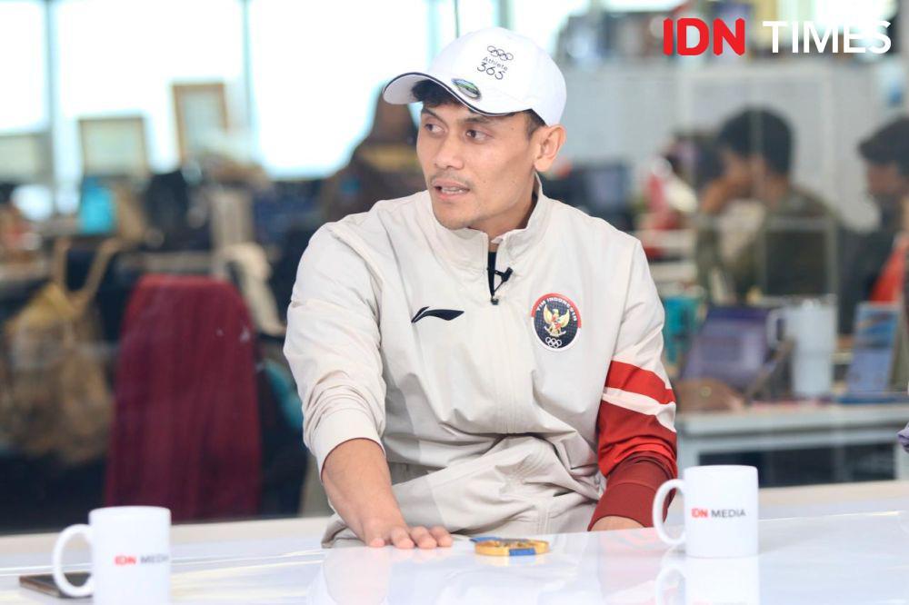Veddriq Leonardo dalam acara Locker Room by IDN Times pada Selasa (20/8/2024). (IDN Times/Alya Achyarini)