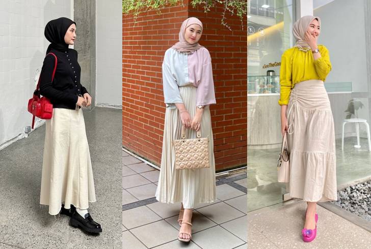 padu padan rok cream ala Intan Ghazella (instagram.com/intanghazll_)