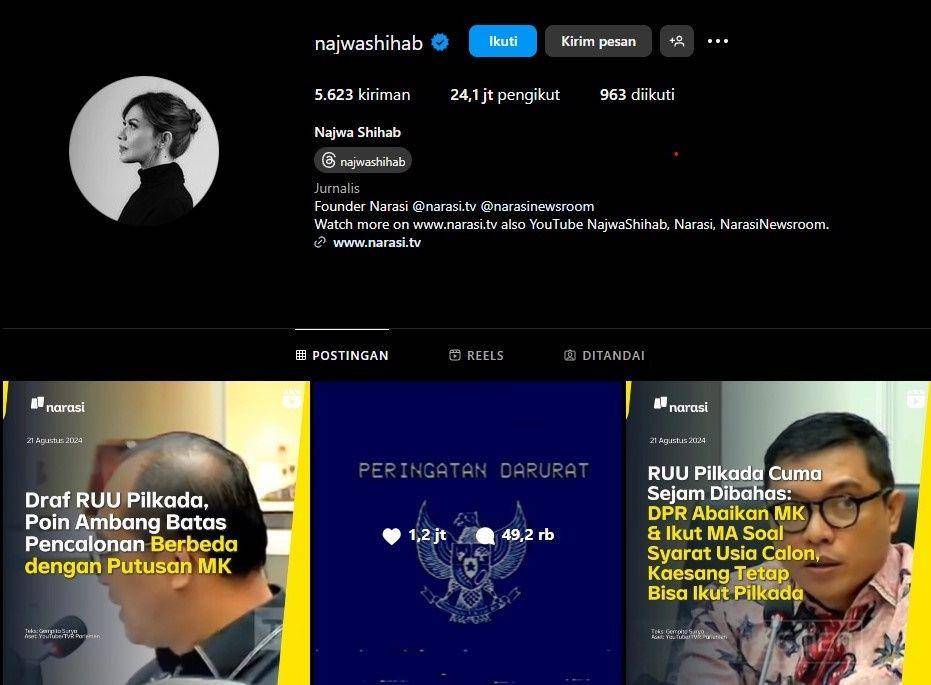 penjelasan tren peringatan darurat (instagram.com/najwashihab)