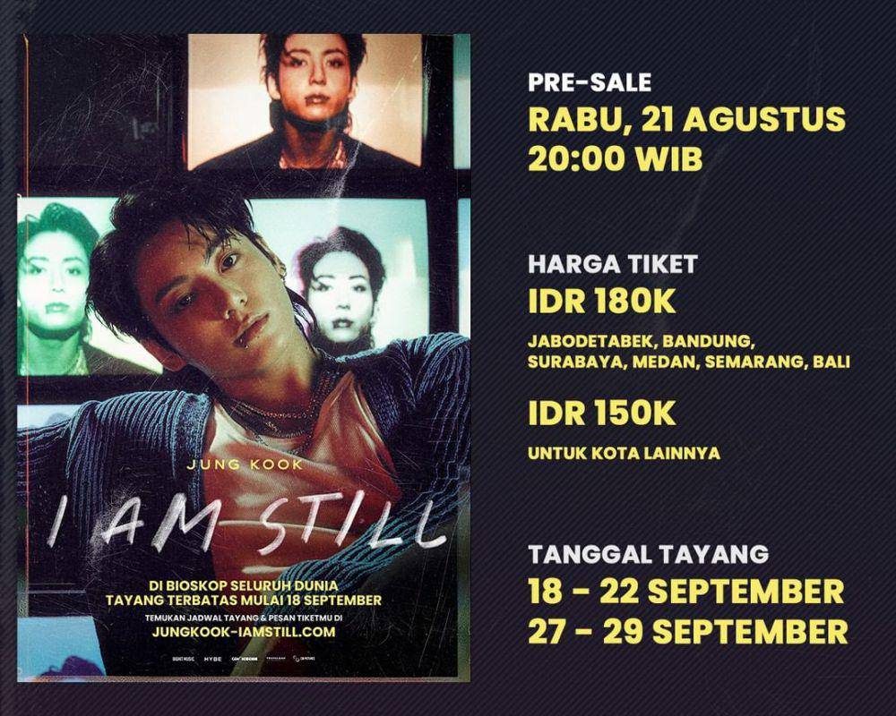 harga tiket film dokumenter JUNG KOOK: I AM STILL (instagram.com/cbipictures)
