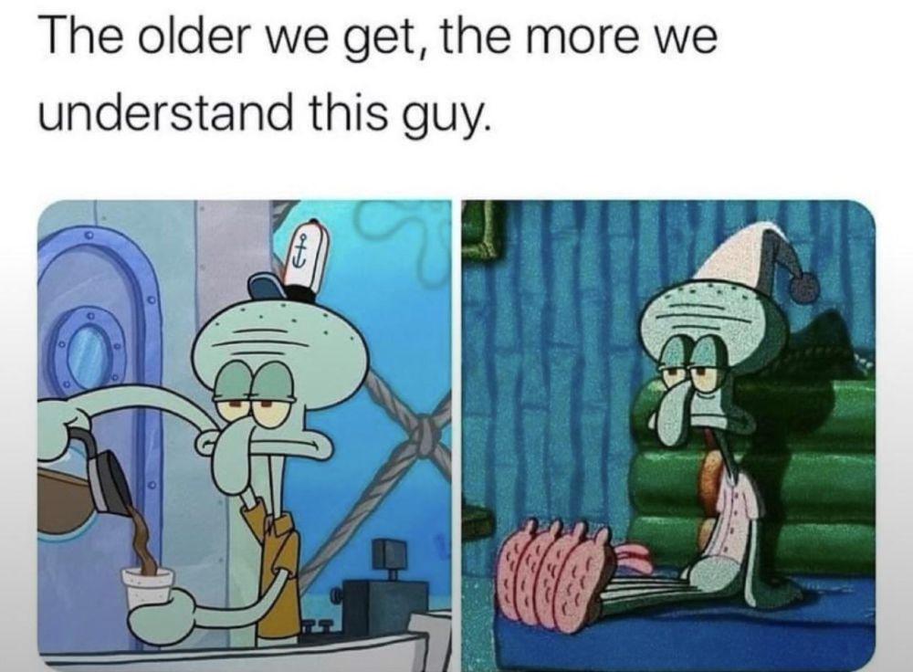 potret meme kocak Squidward (reddit.com/user/TheatreOfDreams7)
