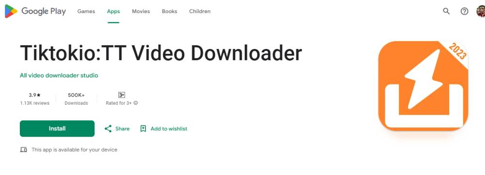 TikTokio di Google Playstore. (Tiktokio.com)