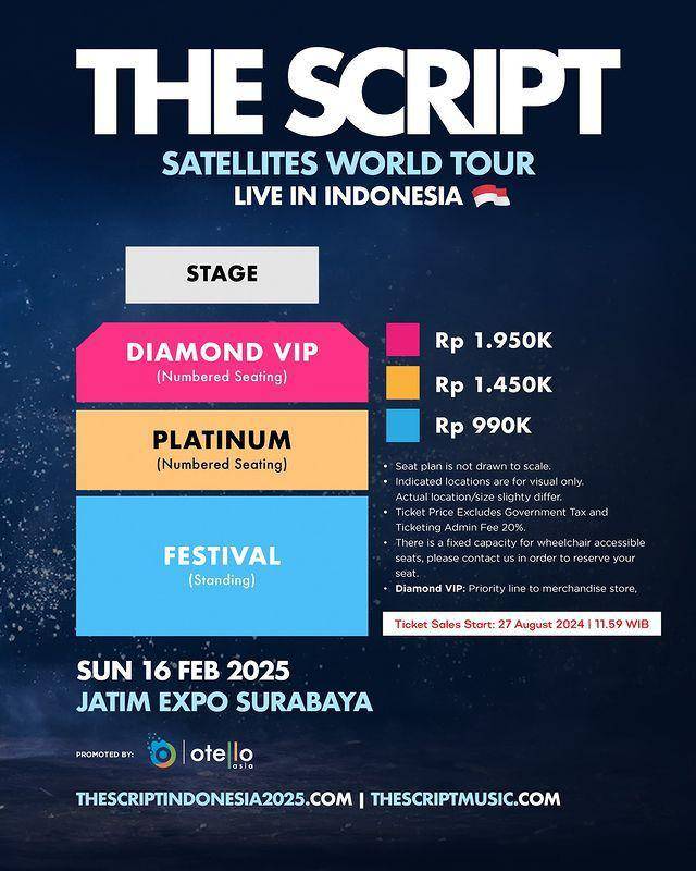 seatplan dan daftar harga tiket konser The Script di Surabaya (Instagram.com/colorasialive)