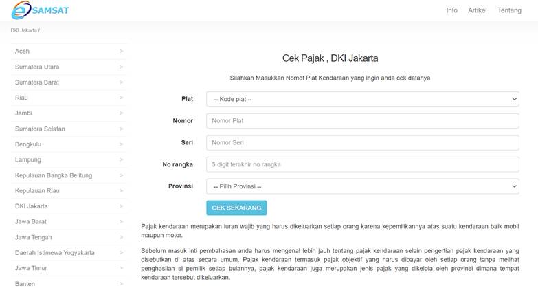 Cara cek pajak kendaraan Jakarta via situs e-Samsat