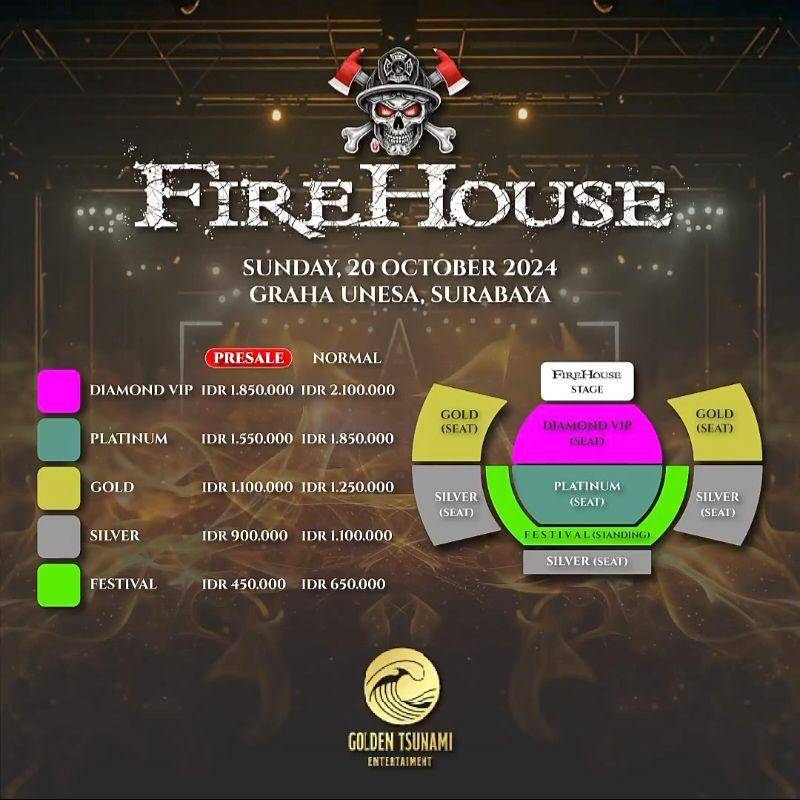 harga tiket konser FireHouse 2024 di Surabaya (www.instagram.com/goldentsunami.ent)