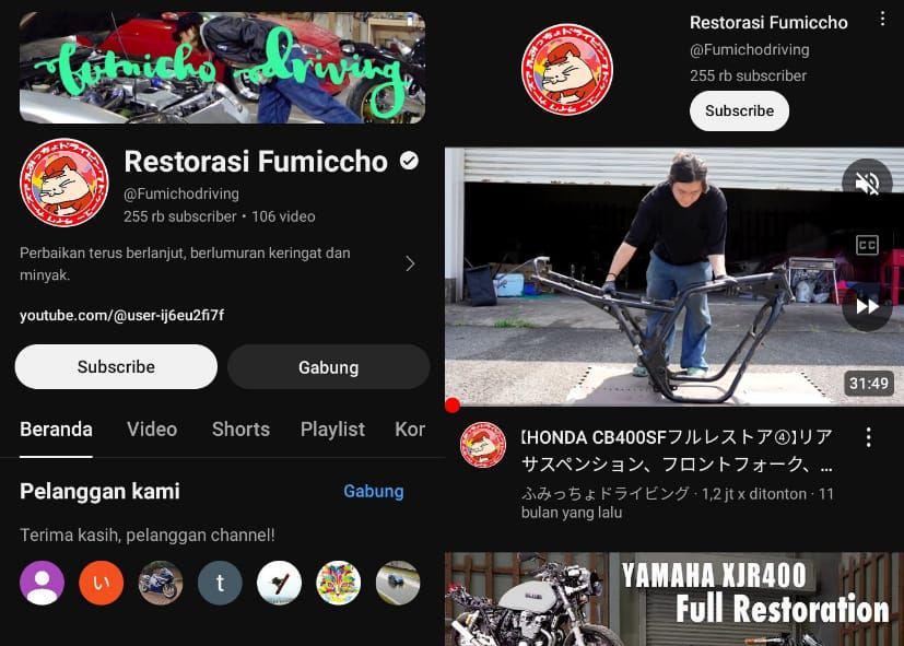 potret Channel YouTube Restorasi Fumiccho (dok.Fumichodriving/Restorasi Fumiccho)