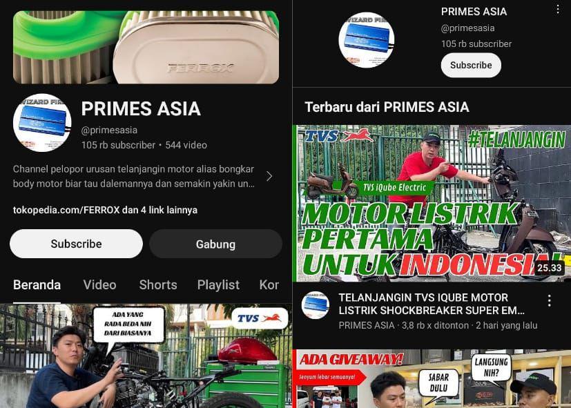 potret channel YouTube Primes Asia (dok.primesasia/PRIMES ASIA)