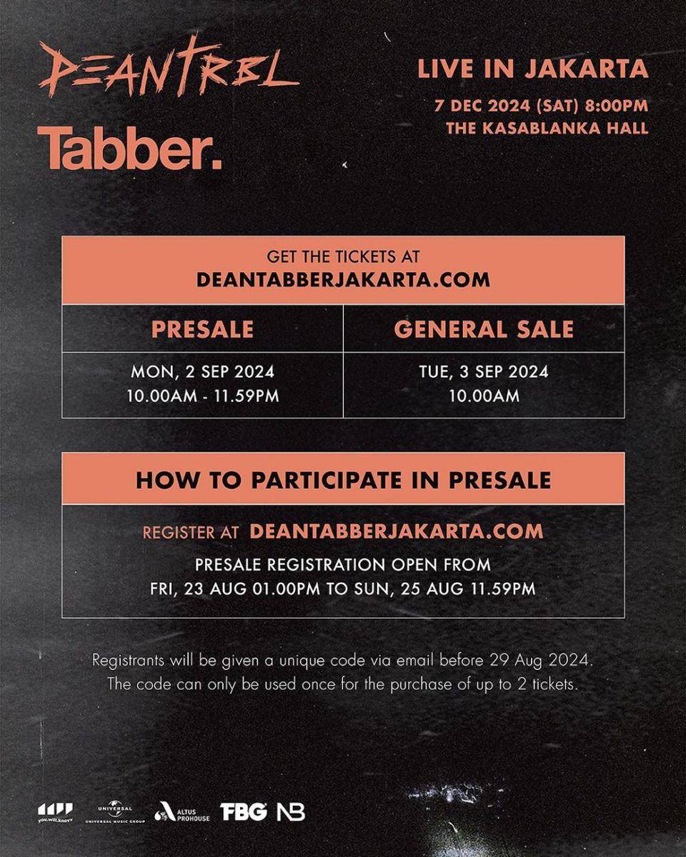 cara membeli tiket konser DEAN dan Tabber di Jakarta (instagram.com/flabbergastproductions)