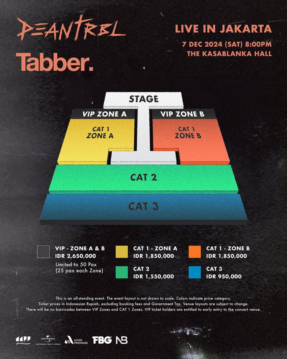 seating plan konser DEAN dan Tabber di Jakarta (twitter.com/FlabbergastProd)