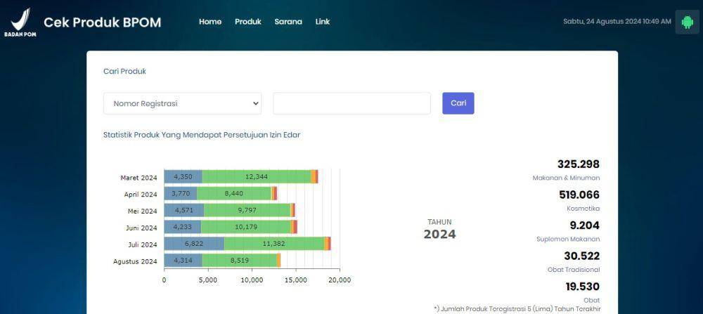 Cara cek BPOM di situs web resmi BPOM (cekbpom.pom.go.id)