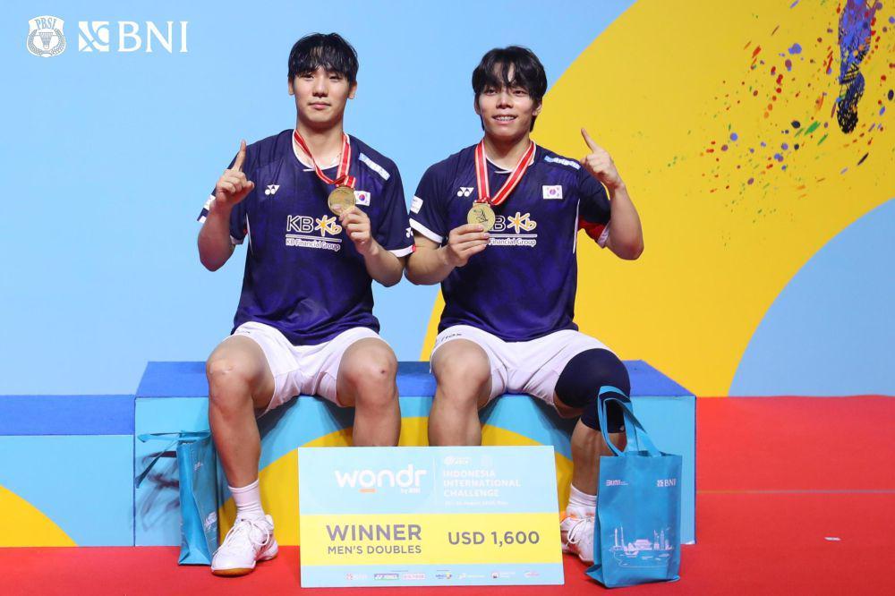 Ki Dong Ju/Kim Jae Hyeon saat menjuarai Indonesia International Challenge 2024 (x.com/INABadminton)