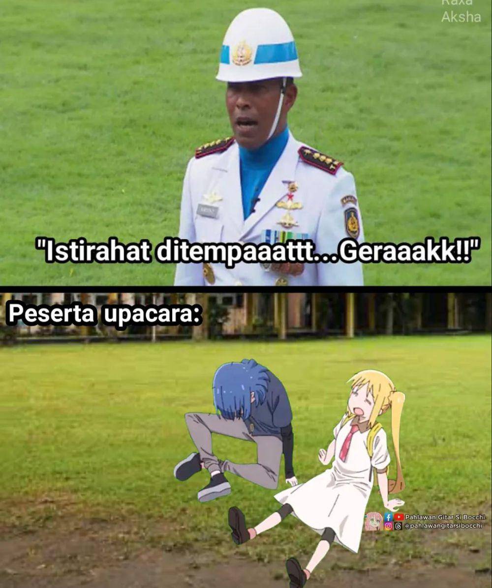 meme upacara (instagram.com/pahlawangitarsibocchi)