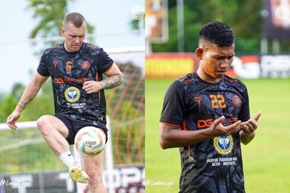 Dua mantan pemain PSM Makassar yang kini memperkuat Persiraja Banda Aceh yakni Adam Mitter (kiri) dan Vivi Asrizal (kanan). (Instagram.com/persiraja_official)