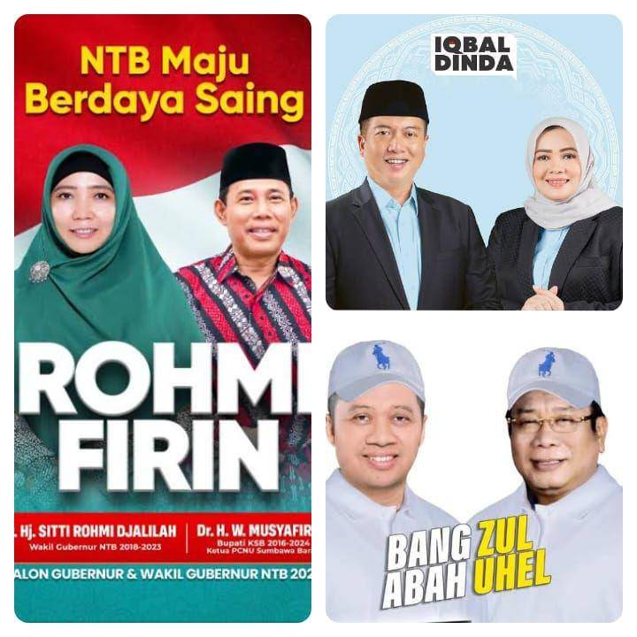 Tiga bakal pasangan Cagub dan Cawagub NTB 2024. (dok. Istimewa)