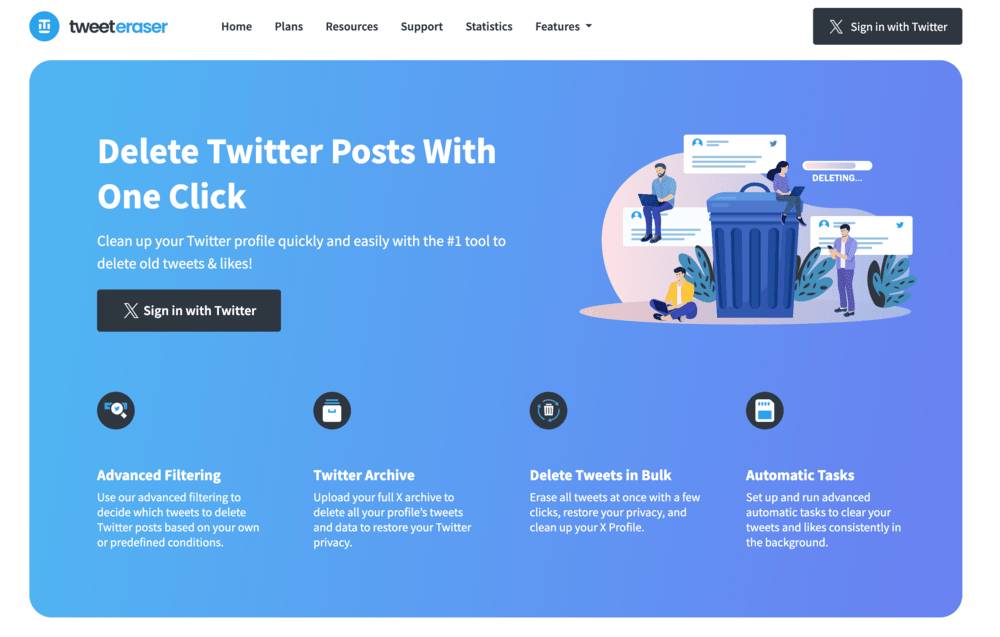 Tampilan situs tweeteraser (tweeteraser.com)