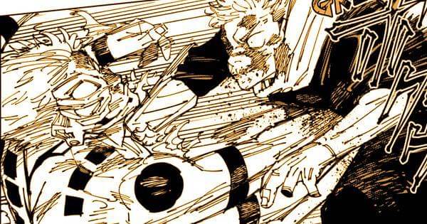 Yuji dan Sukuna saling memberi serangan (Dok. Shueisha / Jujutsu Kaisen )