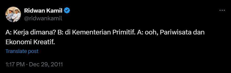 tweet jokes lawas Ridwan Kamil (x.com/ridwankamil)