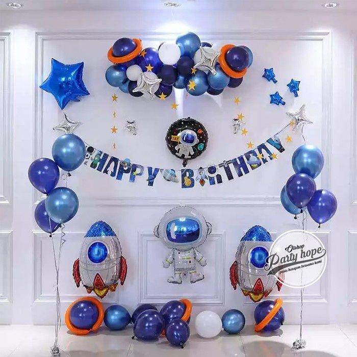 Ilustrasi dekorasi ultah astronot (Shopee/PARTY HOPE)