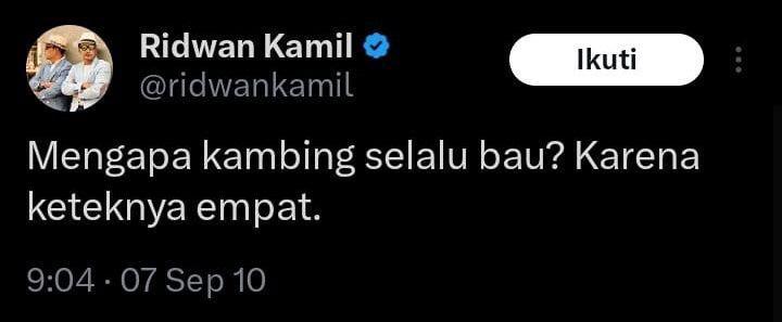 tweet jokes lawas Ridwan Kamil (x.com/ridwankamil)