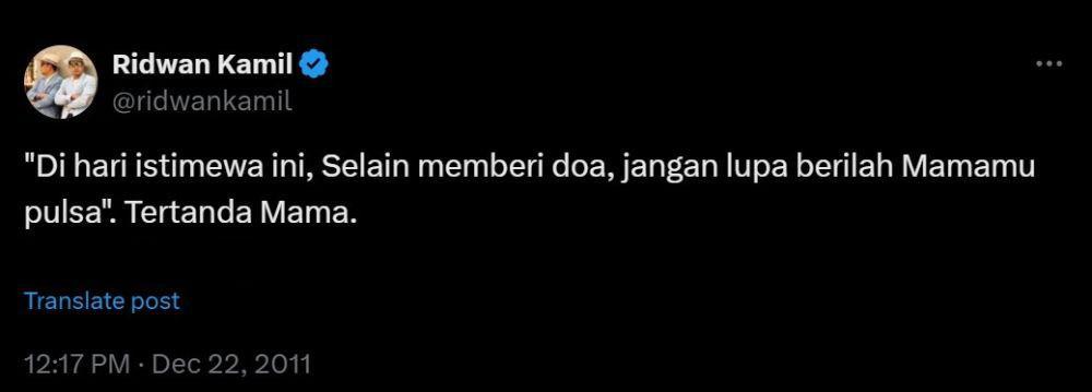 tweet jokes lawas Ridwan Kamil (x.com/ridwankamil)
