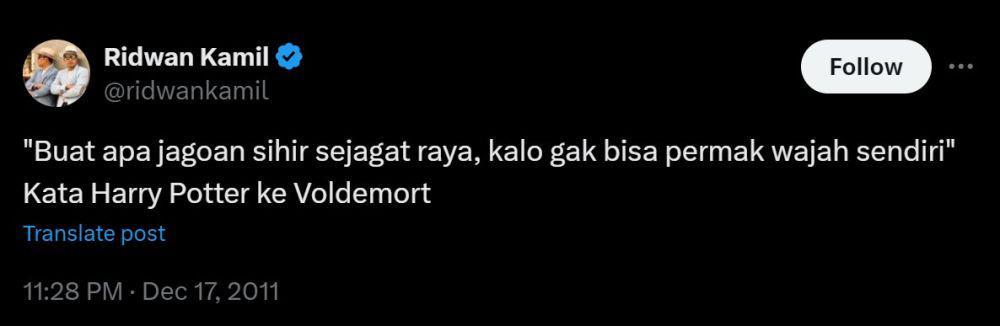tweet jokes lawas Ridwan Kamil (x.com/ridwankamil)
