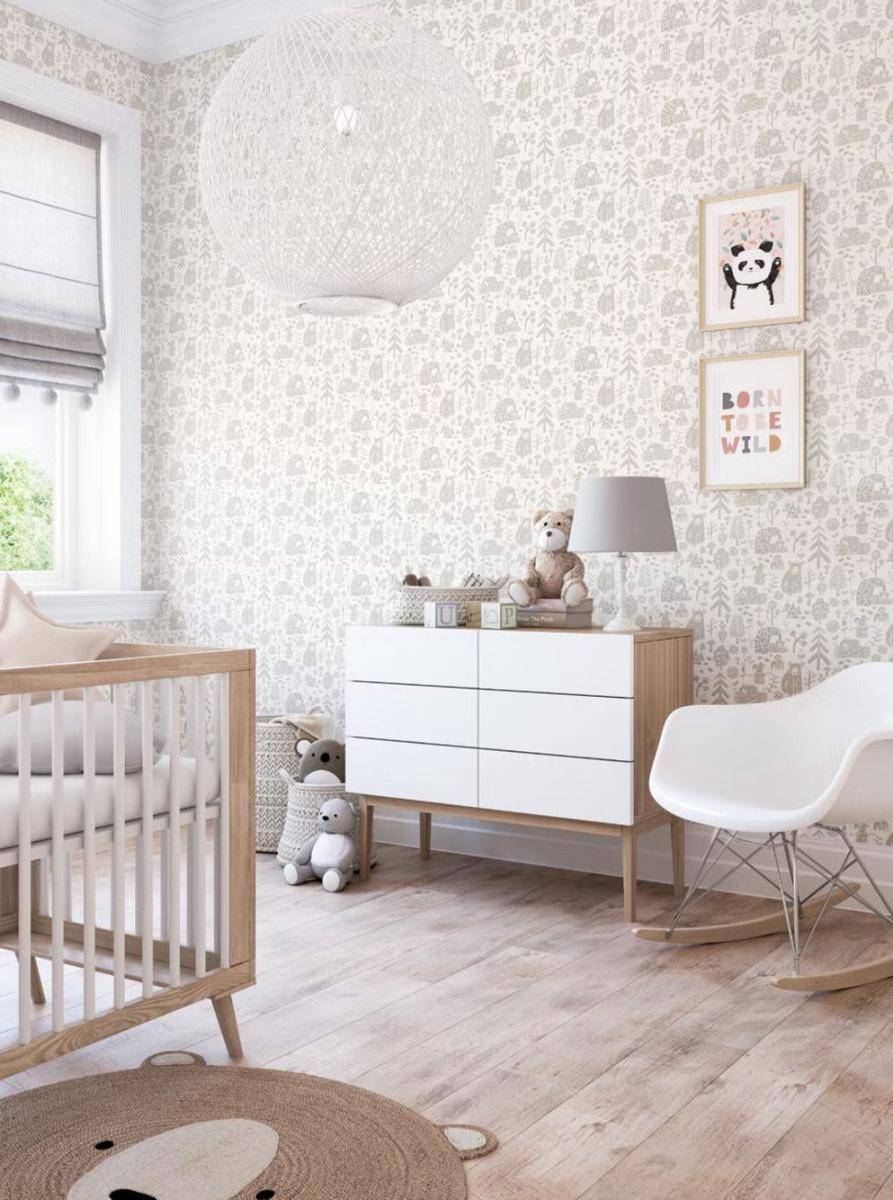 ilustrasi kamar tidur bayi perempuan warna netral (housebeautiful.com)