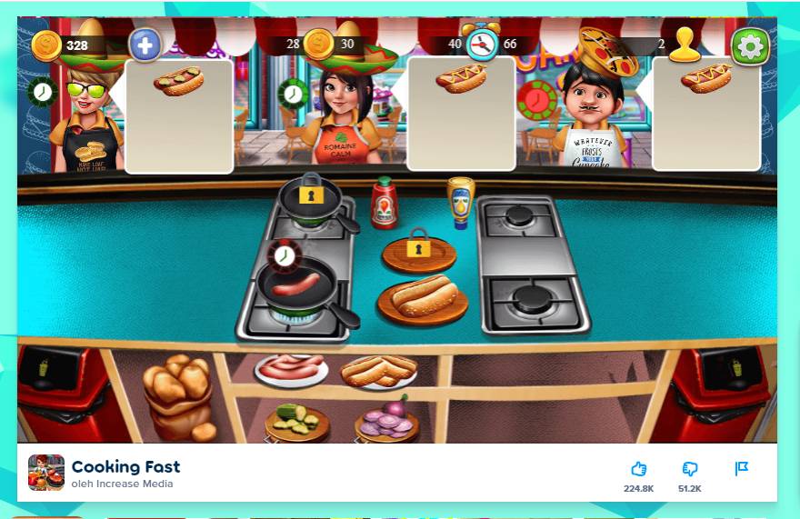 Games memasak Cooking Fast: Burger & Hot Dog. (Poki.com)