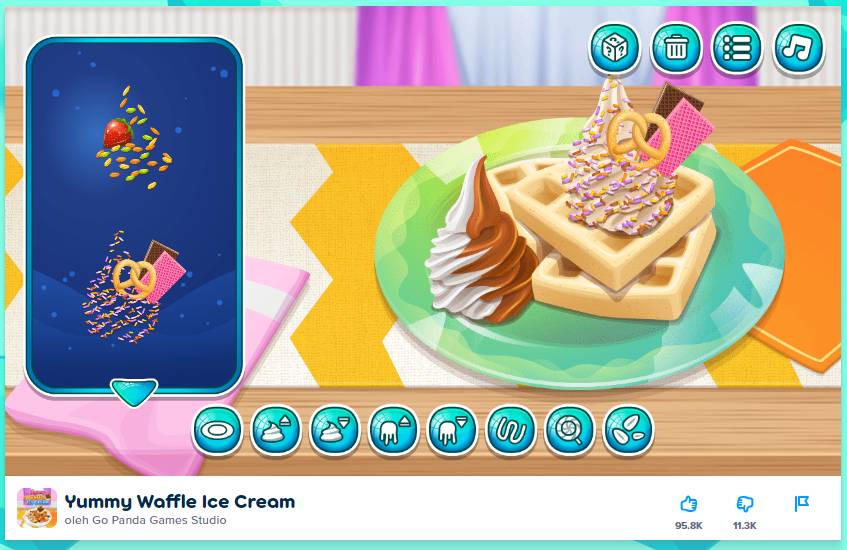 Games memasak Yummy Waffle Ice Cream. (Poki.com)