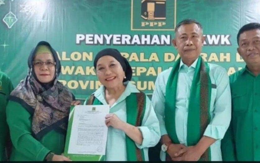 (Bakal calon Bupati dan Wakil Bupati Muba Lucianty dan Syaparuddin saat menerima rekomendasi PPP) IDN Times/istimewa
