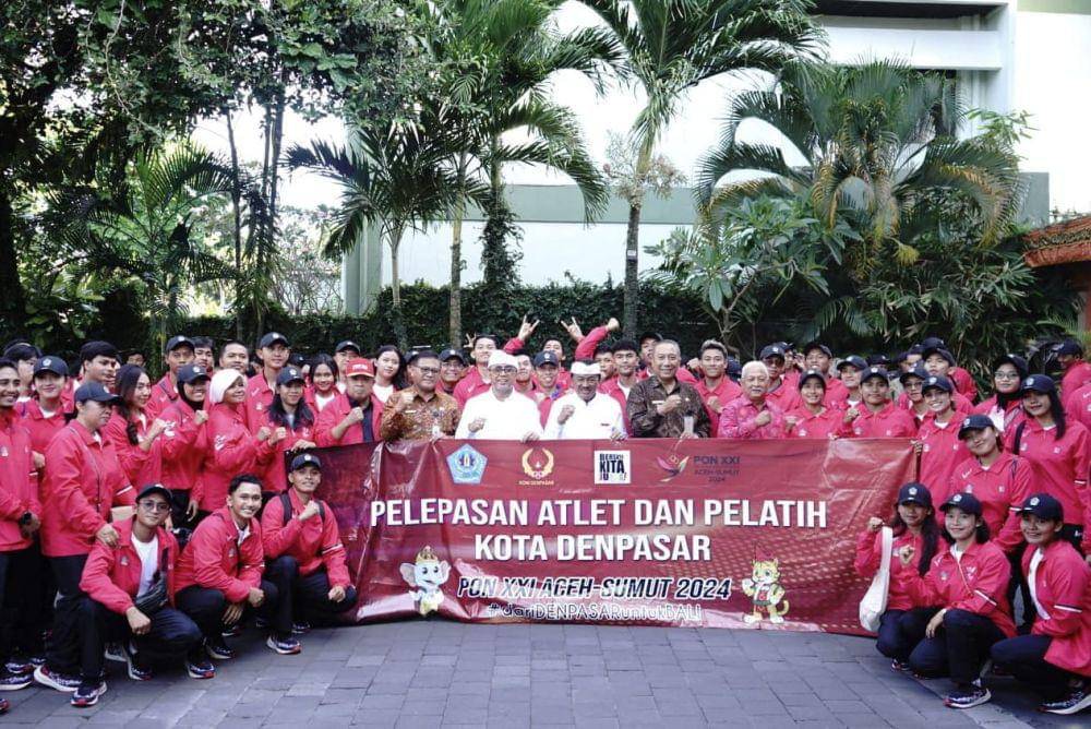 Para atlet dari Kota Denpasar berangkat menuju PON XXI Tahun 2024 (Dok.IDN Times/istimewa)
