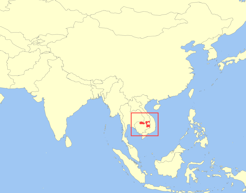 Wilayah penyebaran kouprey (commons.m.wikimedia.org/Oona Raisanen and IUCN)