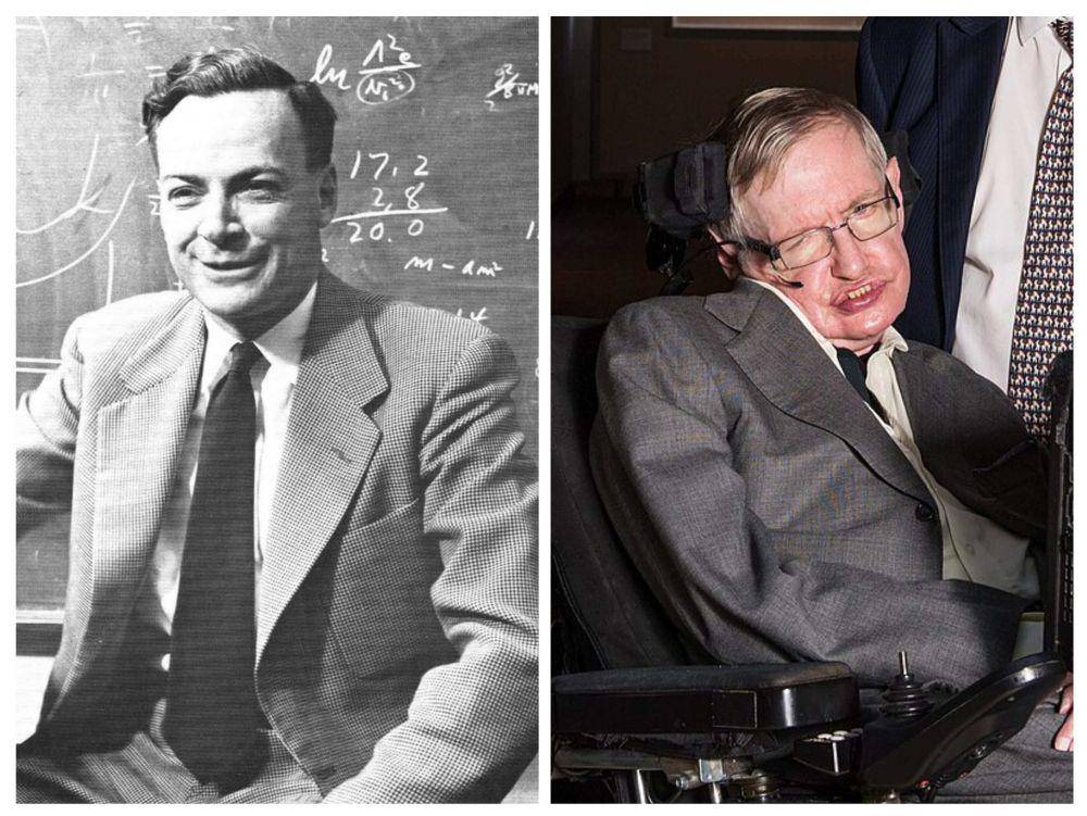 potret Richard Feynman dan Stephen Hawking (berbagai sumber)