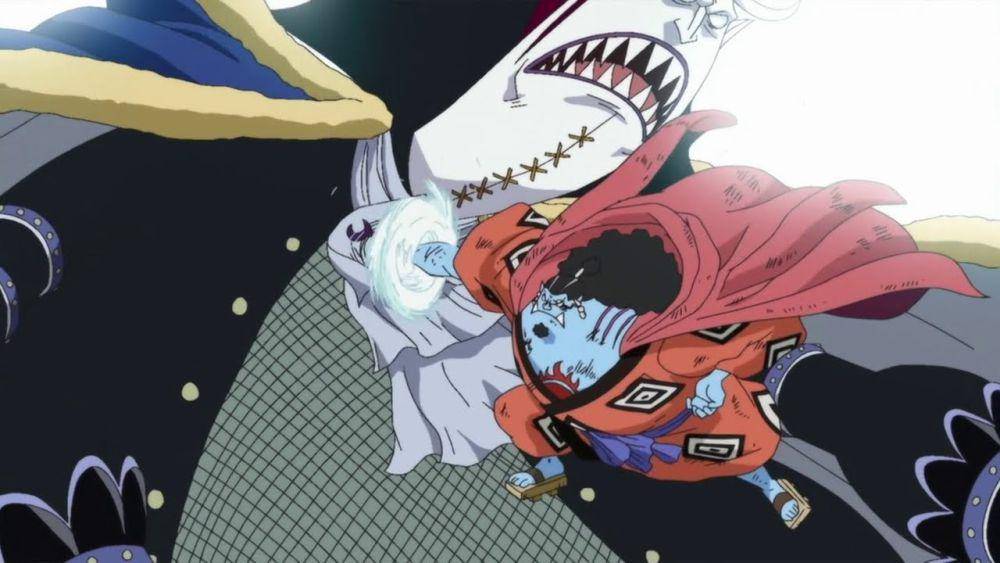 Jinbe mengalahkan Gecko Moria. (dok. Toei Animation/One Piece)