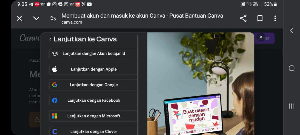 Daftar akun canva (Dok.pribadi)