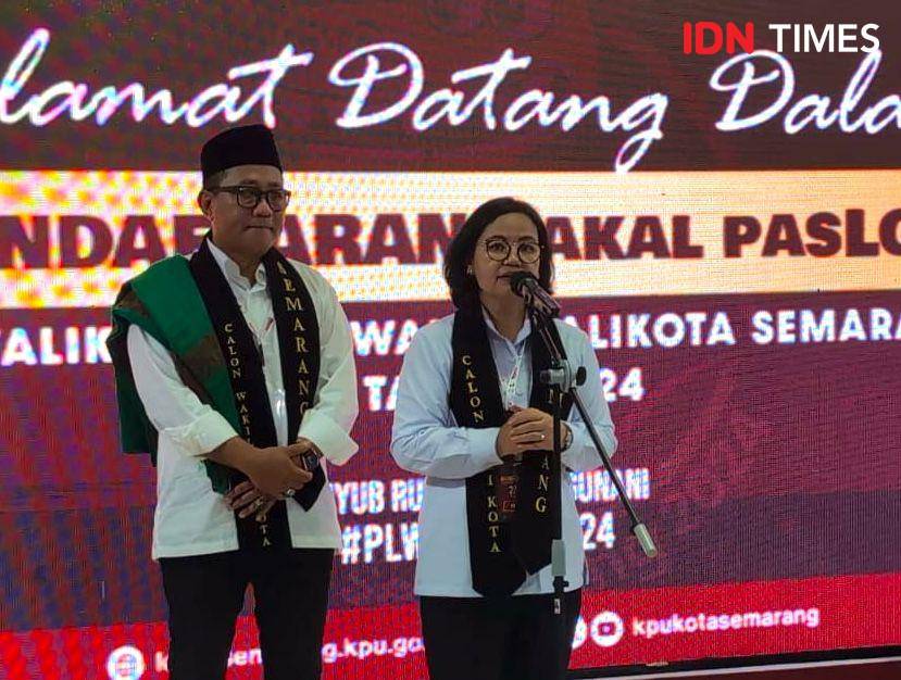 Pasangan bakal calon Wali Kota dan Wakil Wali Kota Semarang yang diusung PDIP, Agustina Wilujeng dan Iswar Aminuddin. (IDN Times/Anggun Puspitoningrum)