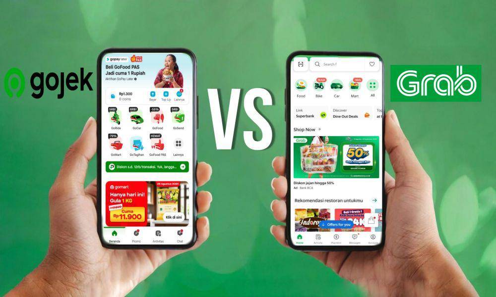 ilustrasi perbedaan Gojek dan Grab (Freepik.com/Edited by Muti'ah Nur Rahmah)
