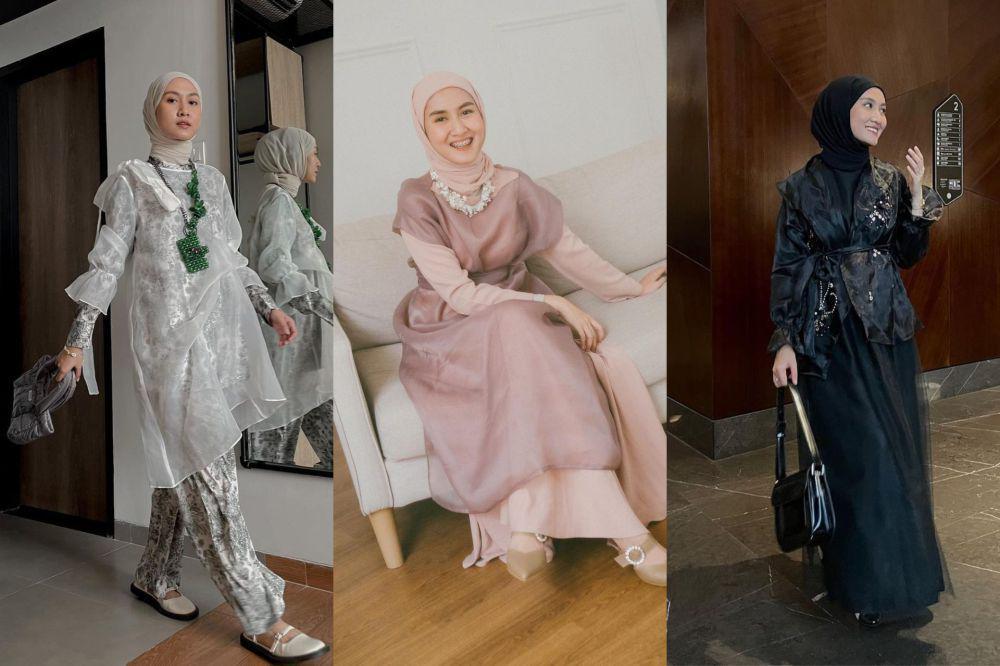 7 Gaya Kondangan Hijab Pakai Outfit Organza ala Selebgram Inas Rana