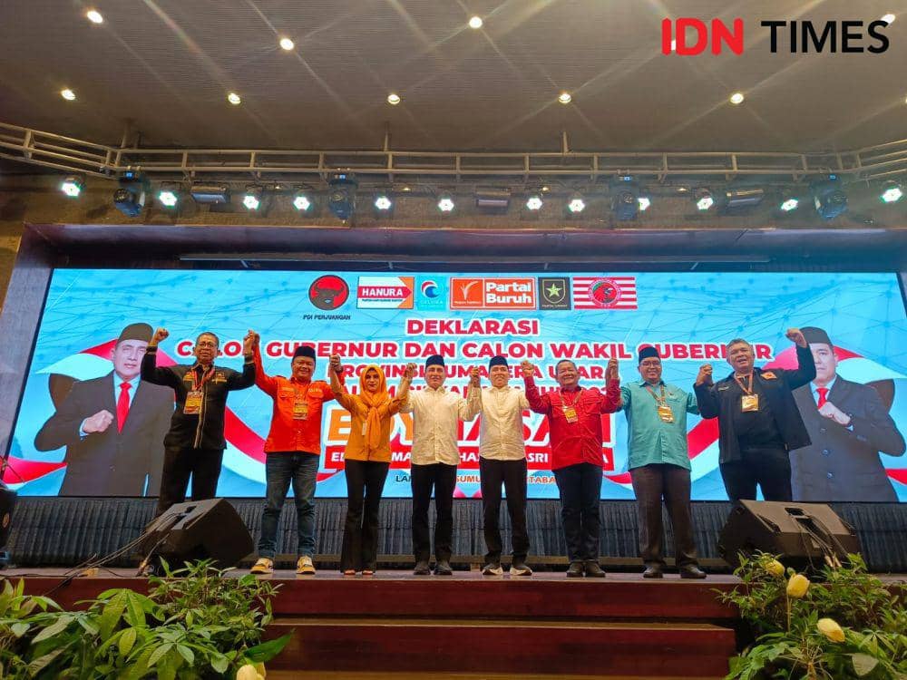 Sebelum Mendaftar, Edy-Hasan Deklarasi di Seberang KPU Sumut
