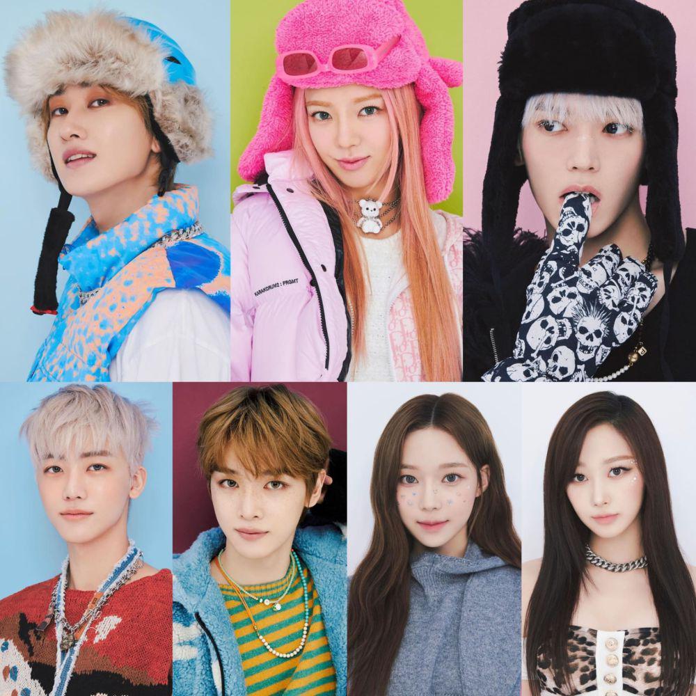 poster EUNHYUK, HYO, TAEYONG, JAEMIN, SUNGCHAN, WINTER dan GISELLE untuk 2022 Winter SMTOWN : SMCU PALACE (instagram.com/smtown)