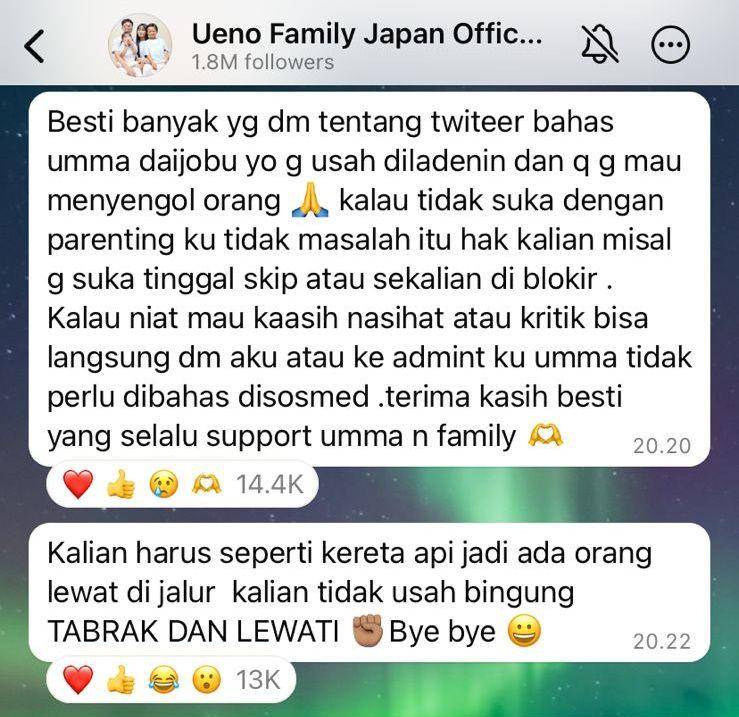 kenapa Mama Mega trending di X (dok. Channel WhatsApp Ueno Family Japan Official)