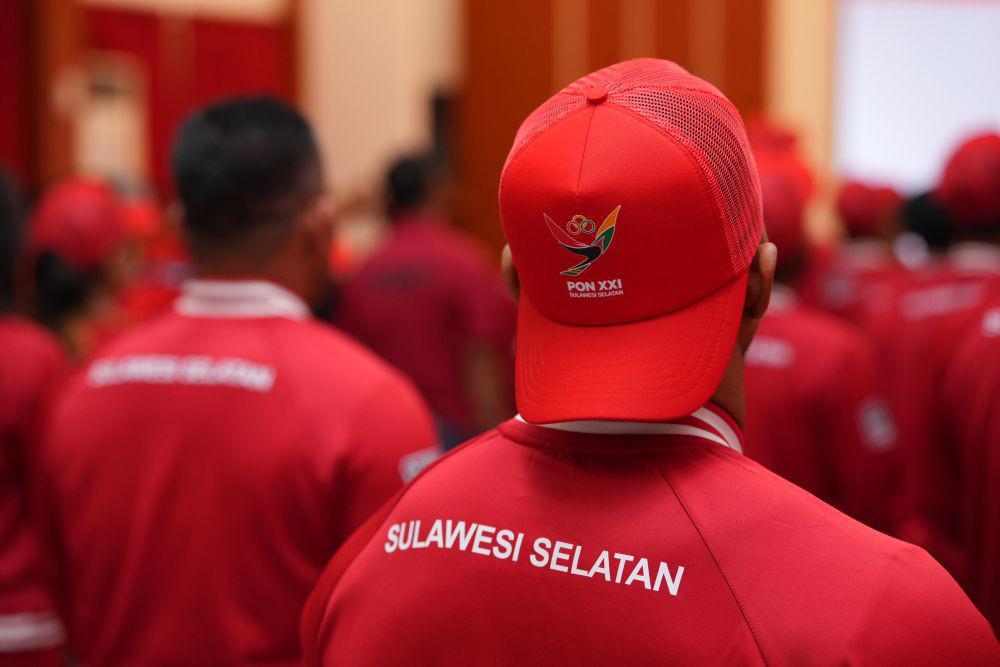 Pelepasan kontingen Sulawesi Selatan menuju PON Aceh-Sumut di Rujab Gubernur Sulsel, Kamis (29/8/2024). (Dok. Humas Pemprov Sulsel)