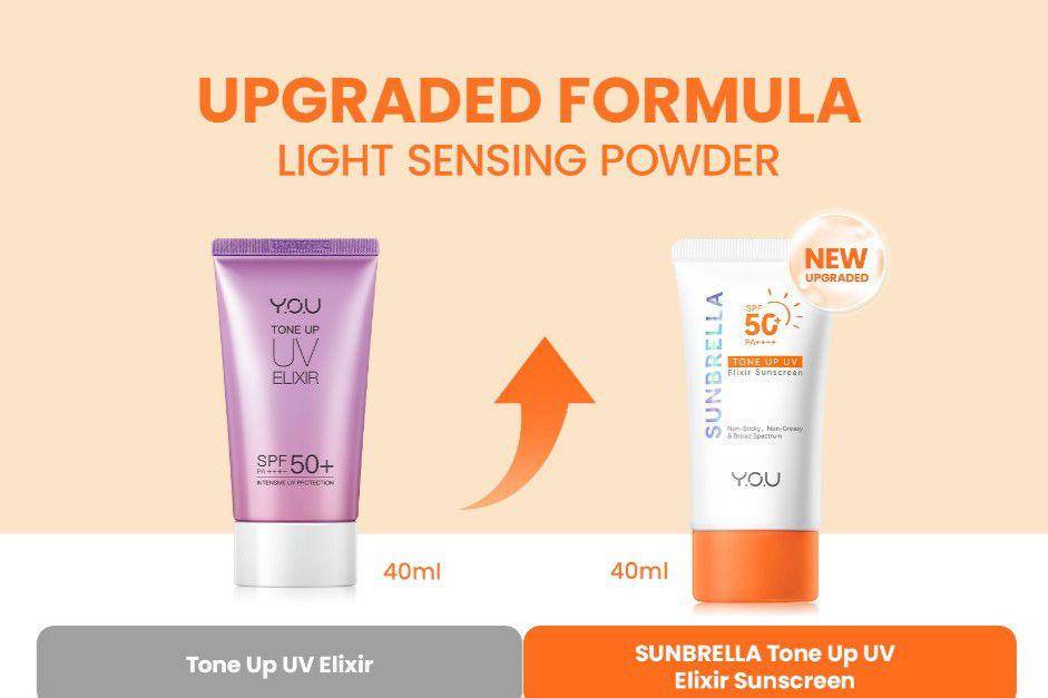 YOU Sunbrella Tone Up UV Elixir Sunscreen SPF50 PA++++ (shopee.com/PhoebePhoebe)