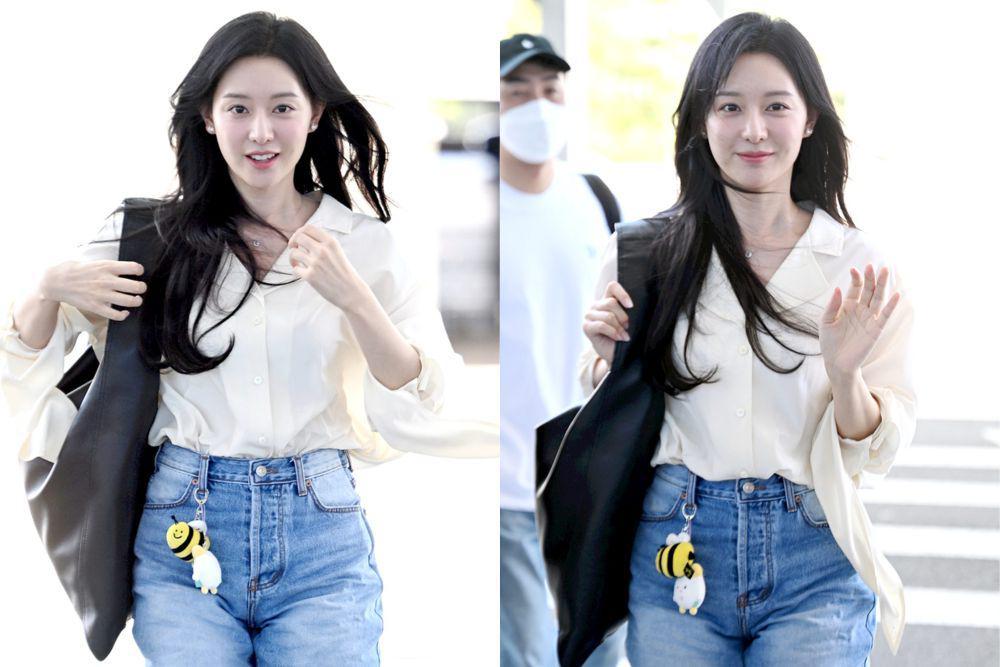7 Potret Kim Ji Won Berangkat ke Jakarta untuk Fan Meeting