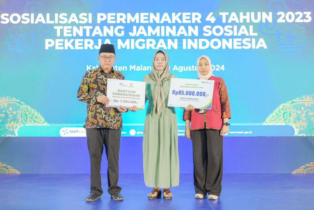 Kementerian Ketenagakerjaan (Kemenaker) kembali menggelar Sosialisasi Peraturan Menteri Ketenagakerjaan Nomor 4 Tahun 2023 tentang Jaminan Sosial Pekerja Migran Indonesia (PMI). (dok. Kemnaker)