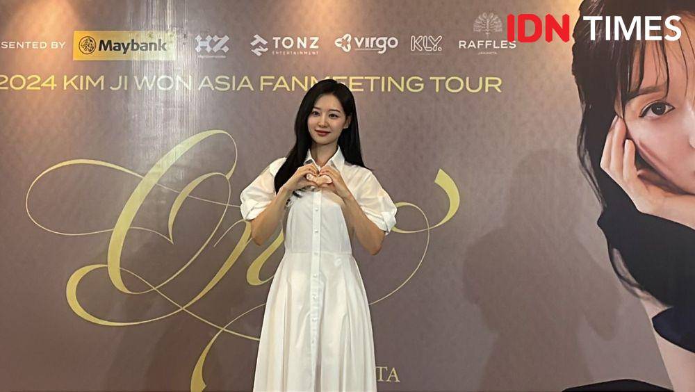 Kim Ji Won di konferensi pers (IDN Times/Erfah Nanda)